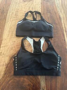 Lot of 2 ZYIA Active Black Sports Bras: Game Day and Grid Mesh Strappy M